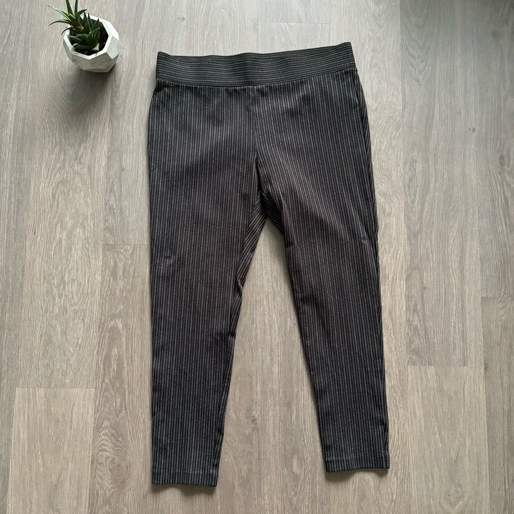 LOFT Black and White Pinstripe Leggings